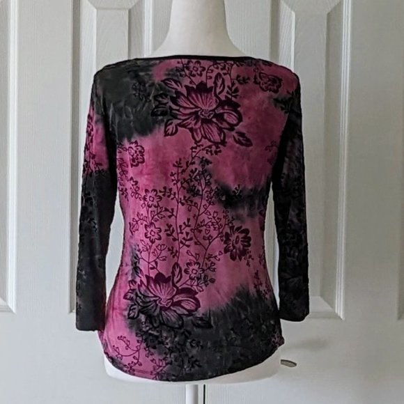 SERA NADE New York Women's 3/4 Sleeves Blouse Top  Size S  Black & Mauve  NWOT - Picture 2 of 5
